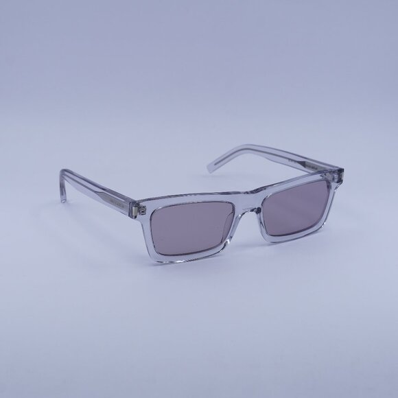 Saint Laurent SL461 BETTY 013 Sunglasses Grey Rectangle Frame, Violet Lenses - Picture 1 of 13